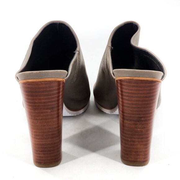 TIBI Bee Mules in Storm Gray Leather Open Toe - Picture 7 of 11